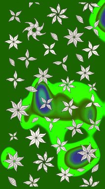 Düz Çiçek Elementleri Tasarımı. Güzel kumaş deseni. Renkli Yaz Temalı eskiz kalıbı. Raster illüstrasyonunda çiçek deseni çizimi.