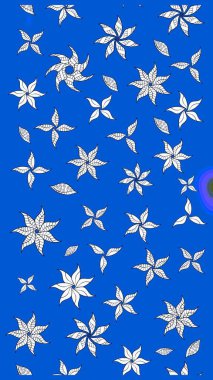 Renkli Bahar Teması eskiz kalıbı. Düz Çiçek Elementleri Tasarımı. Mavi renkli çiçekler. Sevimli çiçek raster deseni.