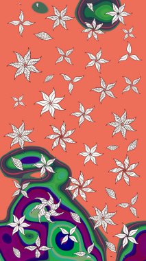 Küçük çiçekteki sevimli çiçek deseni. Turuncu renkte çiçekler.