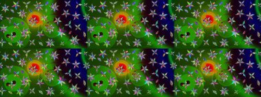 Suluboya çizim kalıbı. Çiçekler suluboya tarzında yeşil renkte. Çiçek izi.