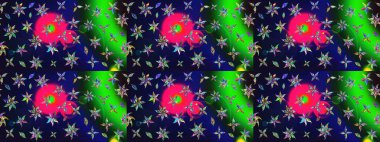 Raster illüstrasyonu. Eski usul küçük çiçekli şirin bir eskiz deseni. Kumaş, duvar kağıdı ve kağıt üzerine baskı yapmak için gelişen arka plan. Moda arka planında parlak buketler.