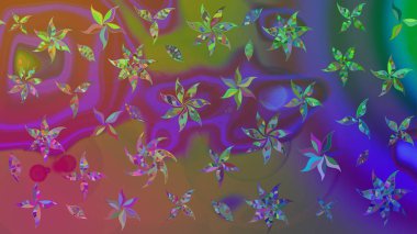 Raster illüstrasyonu. Kahverengi renkli çiçekler. Asya tekstil tarzında. Raster illüstrasyonu. Çiçek desenini çiz.