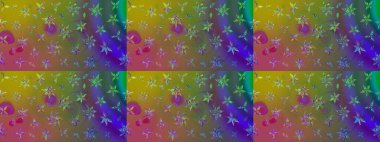 Çiçeksel elementlerle süslenmiş zarif raster dokusu. Küçük çiçekte hoş bir çiçek deseni var. Parlak çiçekli yeşil renkler üzerine soyut çizim deseni.