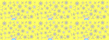 Çiçek ve yapraklı çiçek deseni. Küçük çiçekli şirin bir desen. Raster illüstrasyonu.