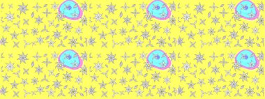 Parlak renkli çiçekli ve sarı yapraklı harika bir çiçek deseni. Moda baskıları için zarif bir şablon. Modern çiçek arkaplanı. Halk stili.