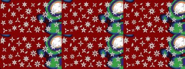 Raster illüstrasyonundaki çiçek desenli çizim. Kırmızı renkte çiçekler.