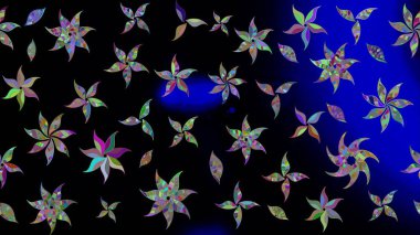 Çiçeksel çizim kalıbının yansıması. Vadinin çiçekleri siyah renklerde.