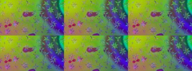 Çiçeksel çizim kalıbının yansıması. Vadinin yeşil renkli çiçekleri.