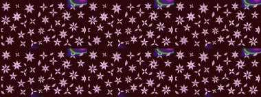 Düz Çiçek Elementleri Tasarımı. Güzel çiçek deseni. Renkli Bahar Teması eskiz kalıbı. Kahverengi renkte çiçekler.