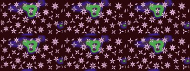 Kahverengi renkte güzel çiçekler, suluboya desenli, duvar kağıdı, kart ya da kumaş için fayanslı eskizler. Raster..