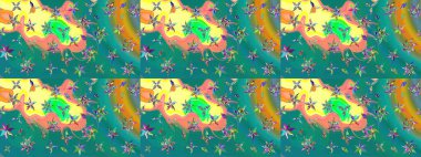 Çiçek arkaplanlı soyut zarafet eskiz deseni. Raster Güzel kumaş deseni.