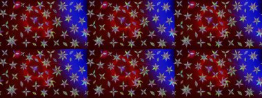 Raster illüstrasyonu. Kahverengi renklerde bahar çiçekleri. Çiçek ve yapraklı karalama şeklinde Raster çiçek deseni.