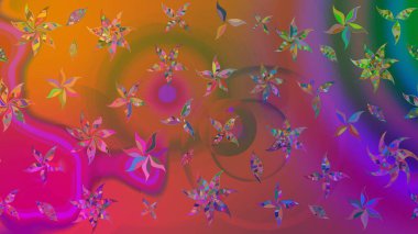 Kahverengi kıvırcık çiçekler kahverengi renklerde şekillenir. Klasik çiçek tasarımı elementleri. Raster illüstrasyonu.