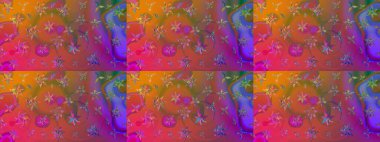 Raster Illustrasyon 'daki Çiçek Deseni' nin son moda çizimi. Düz Çiçek Elementleri Tasarımı. Kahverengi renkli çiçekler. Renkli Yaz Teması çizim şablonu.