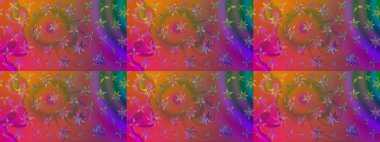 Renkli Bahar Teması eskiz kalıbı. Raster illüstrasyonundaki çiçek desenli çizim. Düz Çiçek Elementleri Tasarımı. Güzel kumaş deseni.