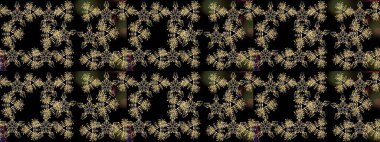 Siyah ve kahverengi kar tanelerinden izole edilmiş. Güzel bir kış süsü. Kar taneleri koleksiyonu. Raster illüstrasyonu.