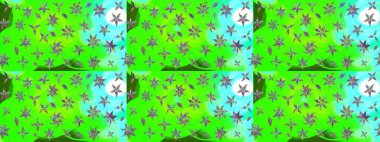 Raster suluboya çiçek deseni, narin çiçekler, yeşil çiçekler, tebrik kartı şablonu. Raster Güzel kumaş deseni.