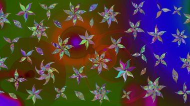 Kabile sanatı boho baskısı, klasik çiçek arkaplanı. Soyut etnik raster çizim kalıbı. Arkaplan dokusu, duvar kağıdı, yeşil renkli çiçek teması.