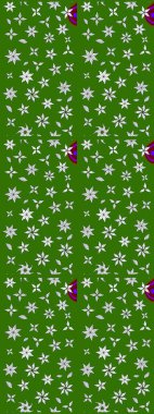 3D çiçekler, eskiz. Raster illüstrasyonu. Yeşil renklerde.