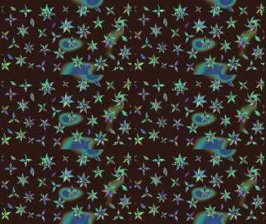 Raster illüstrasyonu. Suluboya çiçekli çiçek deseni. Kahverengi renkli Asyalı tekstil.