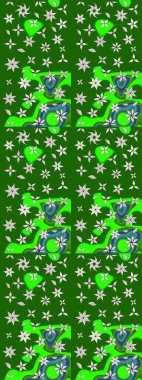 Çiçek desenli raster, yeşil çizgi grafik desenli soyut raster arkaplan. Modern stil dokusu.