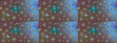 Raster illüstrasyonu. Kahverengi renkte yaz çiçekleri. Raster çiçek desenli ve çiçekli..