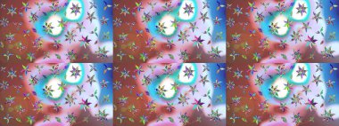 Renkli Bahar Teması eskiz kalıbı. Tarafsız renklerde çiçekler. Düz Çiçek Elementleri Tasarım Raster illüstrasyonu. Çiçek eskiz kalıbı geçmişi.