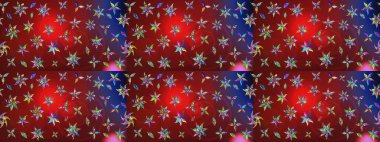 Klasik çiçek tasarımı elementleri. Raster illüstrasyonu. Kırmızı kıvırcık çiçekler kırmızı renkte şekillenir.