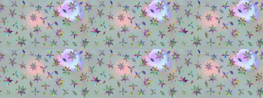 Doğa. Küçük çiçekte güzel bir desen var. Çiçek kolajı. - Gri çiçekler. Çiçek kompozisyonu. Raster deseni. Çiçek arka planı.