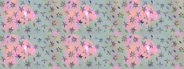 Raster - stok. Gri çiçekli eskiz deseni, suluboya çiçek deseni, sevimli çiçek, duvar kağıdı, kart veya kumaş için fayanslı.