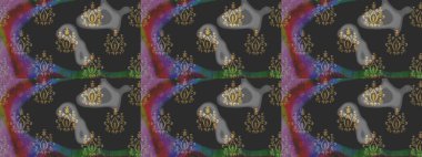 Raster deseni. Patlayan çiçekler soyut olarak yerleştirilmiş. Gri renklerde bahar çiçekleri. Raster illüstrasyonu.