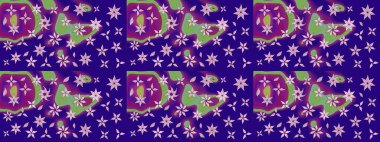 Suluboya tarzında mavi renkli çiçekler. Raster illüstrasyonunda çiçek deseni çizimi.