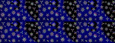 Asya tekstil tarzında. Raster illüstrasyonu. Güzel kumaş deseni. Renkli Bahar Teması eskiz kalıbı. Çiçek desenli çizim. Düz Çiçek Elementleri Tasarımı.