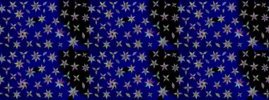 Raster illüstrasyonu. Asya tekstil tarzında. Çiçek desenli çizim. Düz Çiçek Elementleri Tasarımı. Renkli Bahar Teması eskiz kalıbı. Mavi renkte çiçekler.