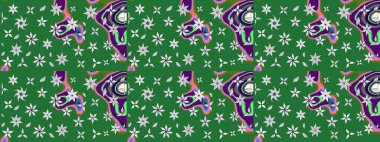 Sevimli çiçek raster deseni. Düz Çiçek Elementleri Tasarımı. Renkli Yaz Temalı eskiz kalıbı. Modaya uygun kumaş deseni.