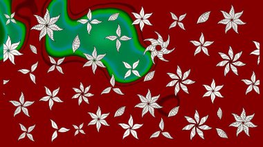 Sevgililer günü ve tebrik kartı konsepti için şık bir davetiye. Çiçek kompozisyonu, el boyası, hassas şablon. Kırmızı renkte manzaralı çiçek deseni. Üst görünüm, yumuşak biçim.