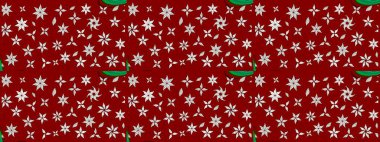 Raster düz çiçek çizim deseni. Hediye ambalaj kağıdı, tebrik kartları, posterler ve pankart tasarımı. Kırmızı renkte çiçekler.