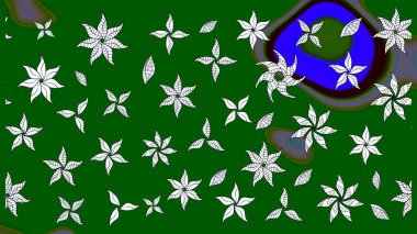 Raster illüstrasyonundaki çiçek desenli çizim. Yeşil renkte çiçekler.
