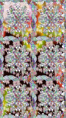 Düz Çiçek Elementleri Tasarımı. Raster illüstrasyonunda kusursuz çiçek deseni. Tarafsız renklerde çiçekler. Renkli Bahar Teması Kusursuz Arkaplan.