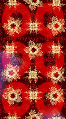 Renkli kar taneleri Raster çizimi. Kırmızı, kahverengi ve turuncu kar tanelerinden izole edilmiş. Güzel kış süsleri..