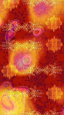 Noel stili. Kırmızı, turuncu ve sarı renkli kar taneleri. Raster illüstrasyonu.