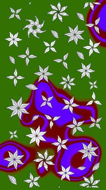 Yeşil renkli çiçekler. Çiçek süslemeli çizim deseni. Raster illüstrasyonu.