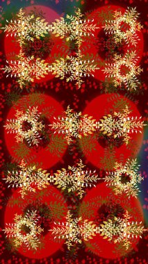 Kış kırmızısı, kahverengi ve sarı noel kar düz kristal element. Kar tanesi raster arka planı. Meteoroloji buz koleksiyonu. Xmas Frost kar taneleri izole edilmiş siluet sembolü. Raster çizimi..