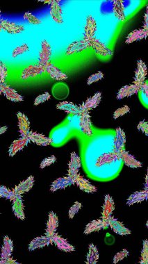 Kar tanesi renkli desen. Renk arka plan üzerinde izole soyut kar taneleri ile düz tasarım. Raster kar taneleri arka plan. Raster resim. Snowflakes desen.