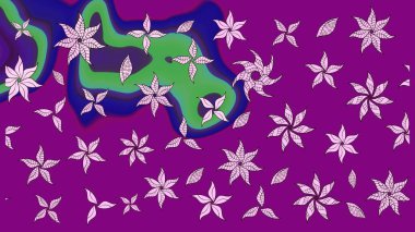 Renkli Bahar Teması eskiz kalıbı. Raster. Düz Çiçek Elementleri Tasarımı.