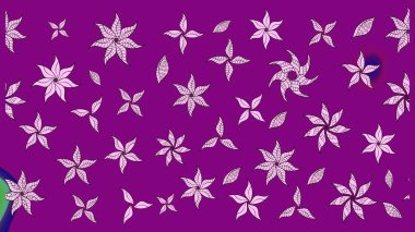 Raster illüstrasyonu. Çiçek ve yapraklı karalama şeklinde Raster çiçek deseni. Yumuşak, bahar çiçekleri mor renklerde.
