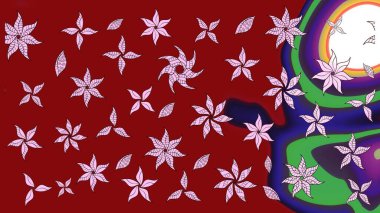 Kırmızı renkte çiçekler. Raster illüstrasyonu. Çizim çiçek deseni duvar kağıdı için kullanılabilir.