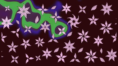 Renkli Yaz Temalı eskiz kalıbı. Düz Çiçek Elementleri Tasarımı. Raster Illustrasyon 'daki Çiçek Deseni' nin son moda çizimi. Kahverengi renkte çiçekler.