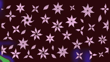 Düz Çiçek Elementleri Tasarımı. Kahverengi renkli çiçekler. Raster illüstrasyonundaki çiçek desenli çizim. Renkli Yaz Teması çizim şablonu.