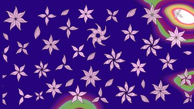 Mavi renkli çiçekler. Raster illüstrasyonu. Tropikal çizim çiçek deseni.